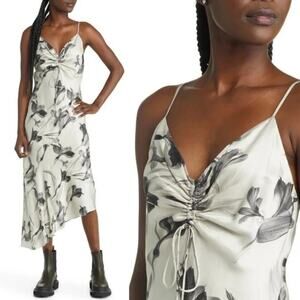 All saints Alexia Pauline Iris Slip Dress Ecru white black silk blend NWT 8